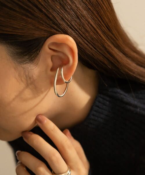 so' double circle earcuff slv （ピアス・イヤリング）｜SMELLY