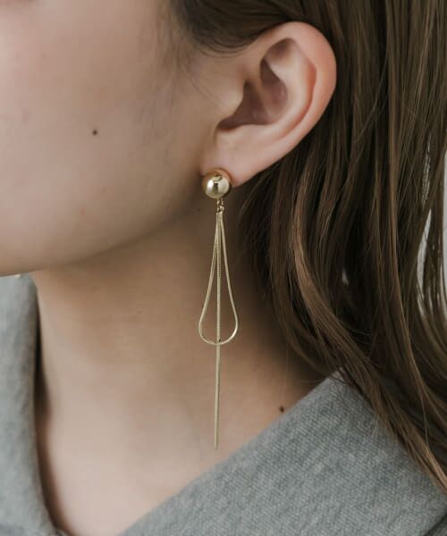 SMELLY/スメリー ボールチェーンフープピアス GLD - SMELLY/スメリー ボールチェーンフープピアス GLD -