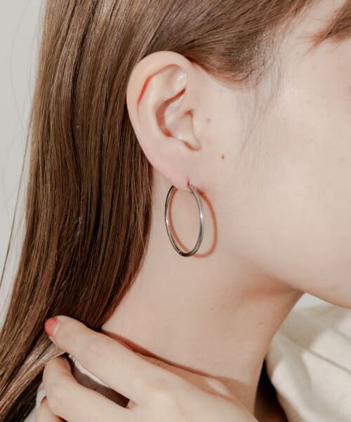 SMELLY/スメリー ステンレスフープピアス30mm SLV - SMELLY/スメリー ステンレスフープピアス30mm SLV -