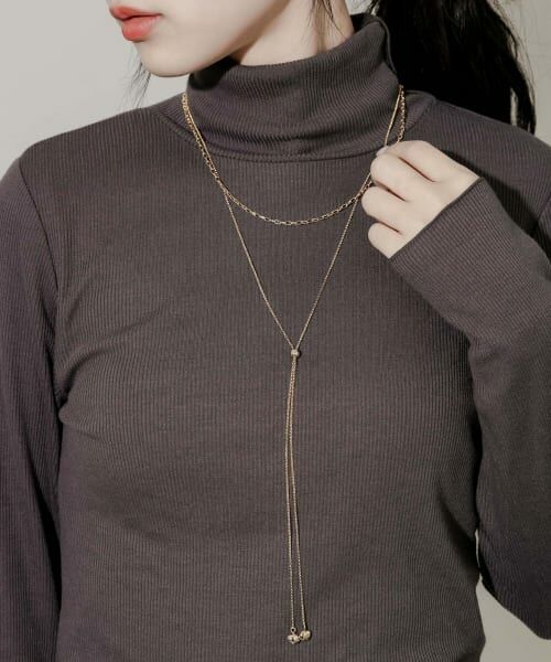 SMELLY/スメリー ボールスライドメタルチェーン2セットネックレス GLD - SMELLY/スメリー ボールスライドメタルチェーン2セットネックレス GLD -
