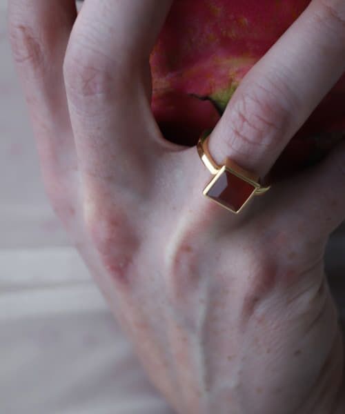 SMELLY/スメリー so' square carnelian ring GD/RE 11 SMELLY/スメリー so' square carnelian ring GD/RE 11