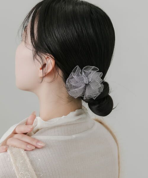 SMELLY/スメリー パイピングシフォンフラワーヘアピン GRY - SMELLY/スメリー パイピングシフォンフラワーヘアピン GRY -