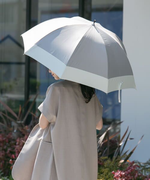 SMELLY/スメリー because 晴雨兼用バンブーハンドルバイカラー GRY FREE SMELLY/スメリー because 晴雨兼用バンブーハンドルバイカラー GRY FREE