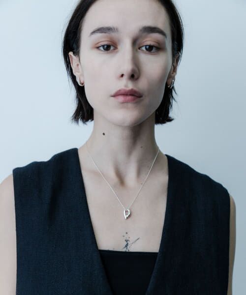 SMELLY/スメリー so' asymmetric solid necklace SLV - SMELLY/スメリー so' asymmetric solid necklace SLV -