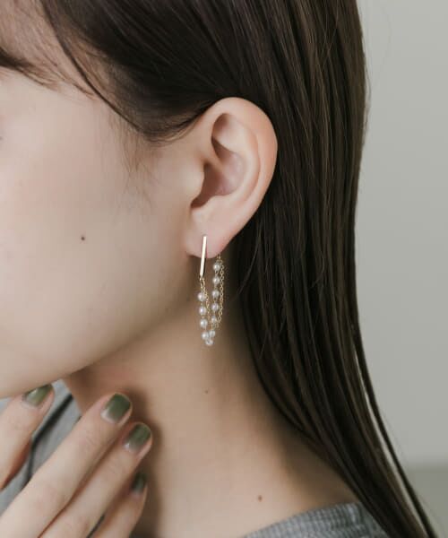 SMELLY/スメリー パールチェーンスウェイピアス GLD/IVO - SMELLY/スメリー パールチェーンスウェイピアス GLD/IVO -