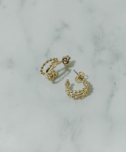 SMELLY/スメリー トリプルラインフープピアス GLD - SMELLY/スメリー トリプルラインフープピアス GLD -