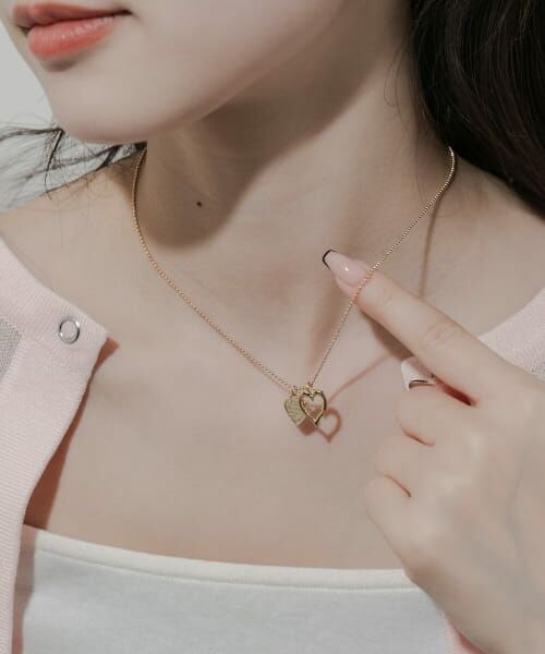 SMELLY/スメリー ダブルハートコインネックレス GLD - SMELLY/スメリー ダブルハートコインネックレス GLD -