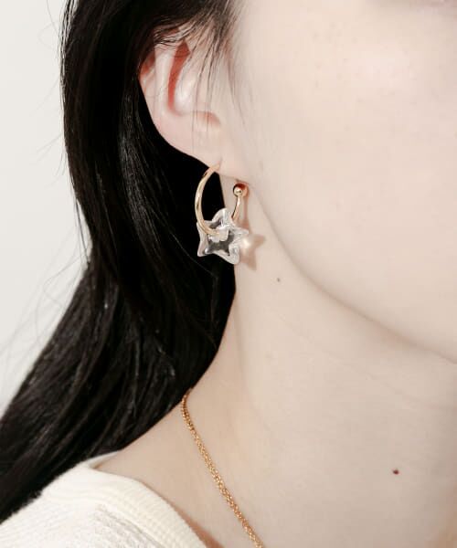 セール】 クリアスターフープピアス （ピアス・イヤリング