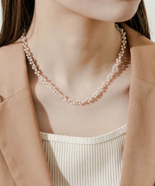 SMELLY/スメリー パールチェーンマンテルネックレス GLD/IVO - SMELLY/スメリー パールチェーンマンテルネックレス GLD/IVO -