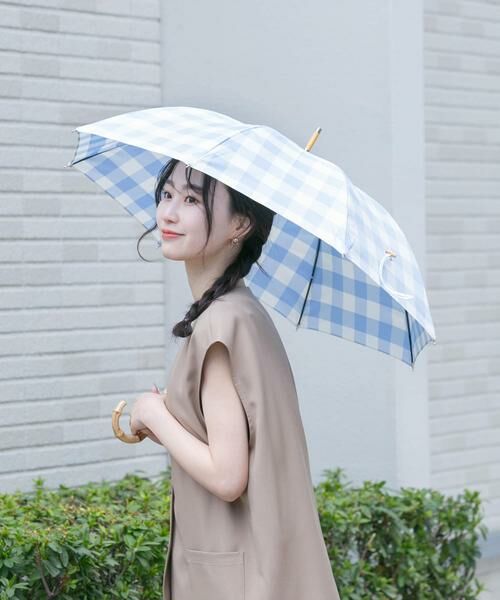 SMELLY / スメリー 傘 | because　ギンガムチェックバンブー長傘（ブルー系その他）