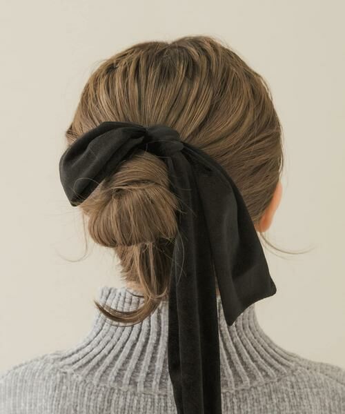 SMELLY/スメリー 『WEB/一部店舗限定』ベロアビッグリボンヘアカフセット ブラック -