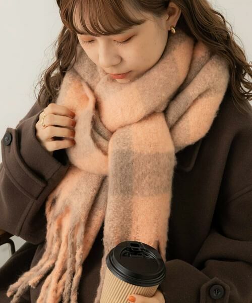 SMELLY / スメリー マフラー・ショール・スヌード・ストール | ブロックチェックボリュームマフラー | 詳細1