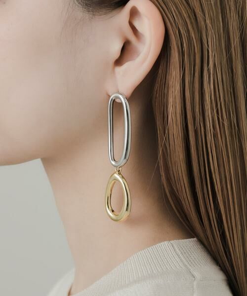 SMELLY / スメリー ピアス・イヤリング | コンビメタルオーバルピアス | 詳細1