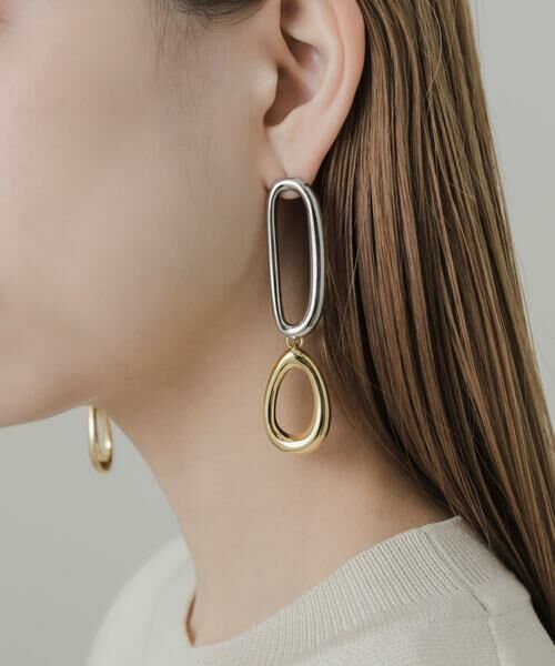 SMELLY / スメリー ピアス・イヤリング | コンビメタルオーバルピアス | 詳細2