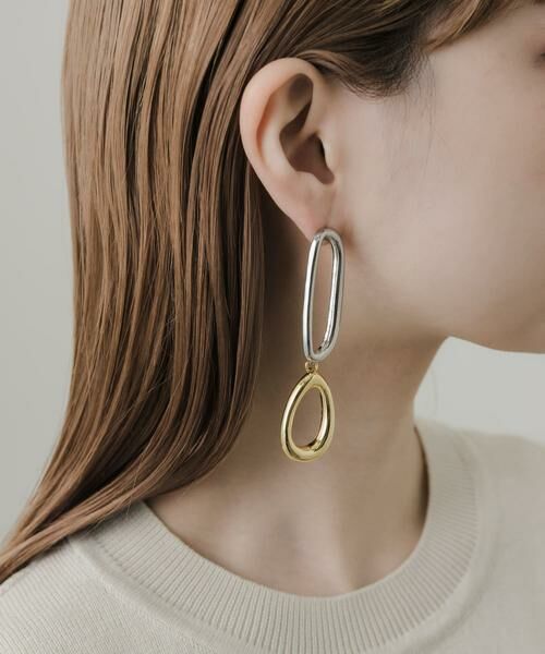 SMELLY / スメリー ピアス・イヤリング | コンビメタルオーバルピアス | 詳細3