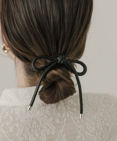 SMELLY / スメリー ヘアゴム・シュシュ | フェイクレザーリボンポニー | 詳細1