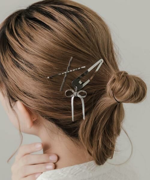 SMELLY / スメリー ヘアアクセサリー | スウィングリボン3セットピン（シルバー）