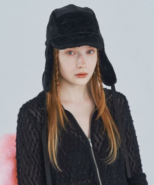 SMELLY/スメリー 2WAYフライトキャップ ブラック - SMELLY/スメリー 2WAYフライトキャップ ブラック -