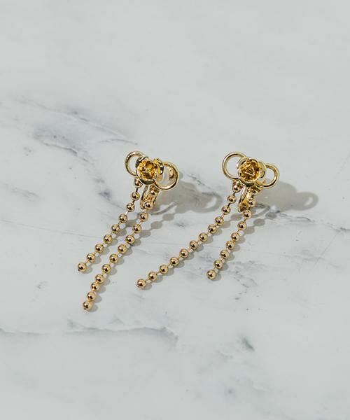 SMELLY / スメリー ピアス・イヤリング | ローズリボンボールチェーンイヤリング | 詳細1