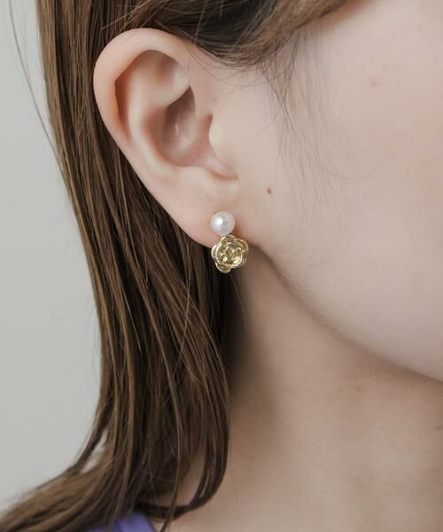 SMELLY / スメリー ピアス・イヤリング | パールメタルフラワーイヤリング | 詳細2