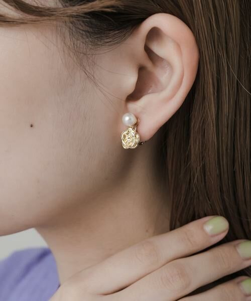 SMELLY / スメリー ピアス・イヤリング | パールメタルフラワーイヤリング | 詳細5