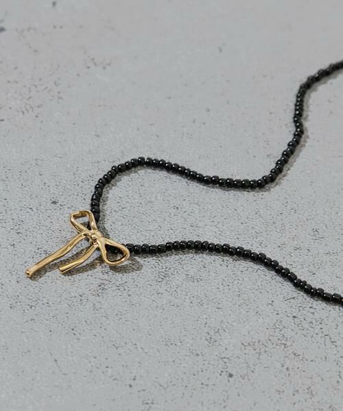 SMELLY / スメリー ネックレス・ペンダント・チョーカー | ビーズメタルリボントップネックレス | 詳細1