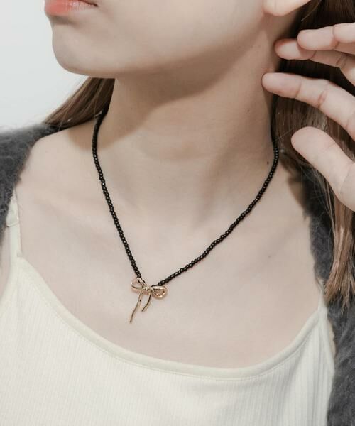 SMELLY / スメリー ネックレス・ペンダント・チョーカー | ビーズメタルリボントップネックレス | 詳細4