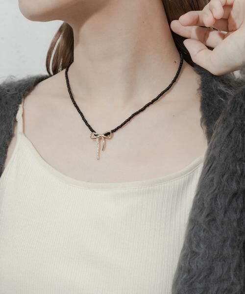 SMELLY / スメリー ネックレス・ペンダント・チョーカー | ビーズメタルリボントップネックレス | 詳細5