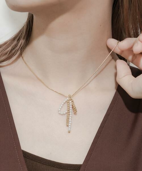 SMELLY / スメリー ネックレス・ペンダント・チョーカー | メタルパールビーズリボンネックレス | 詳細2