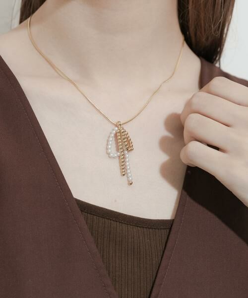 SMELLY / スメリー ネックレス・ペンダント・チョーカー | メタルパールビーズリボンネックレス | 詳細3