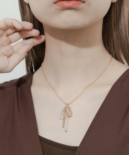 SMELLY / スメリー ネックレス・ペンダント・チョーカー | メタルパールビーズリボンネックレス | 詳細4