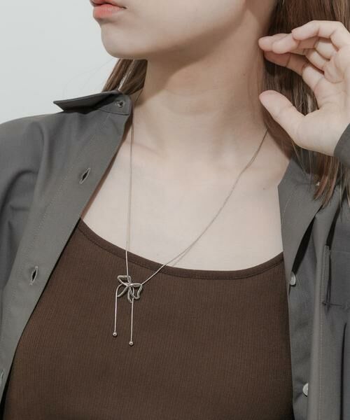 SMELLY / スメリー ネックレス・ペンダント・チョーカー | メタルニュアンスリボンループタイネックレス | 詳細5