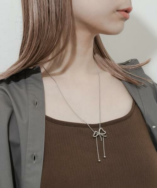 SMELLY / スメリー ネックレス・ペンダント・チョーカー | メタルニュアンスリボンループタイネックレス | 詳細6