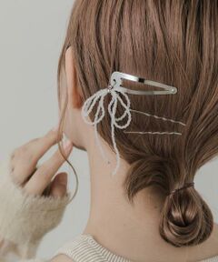 SMELLY / スメリー カチューシャ・カチューム・その他 | ガラスビーズリボン3セットピン