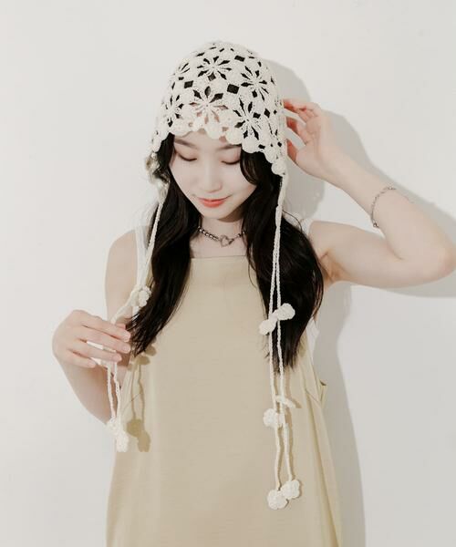 SMELLY / スメリー ニットキャップ | フラワークロシェボンネット | 詳細1