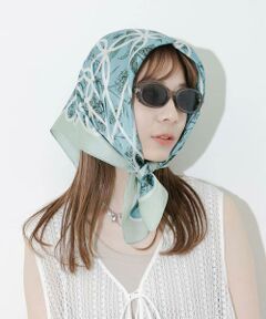 上品♡オーガンジー × レース スカーフ 青 花柄 おしゃれ 上品♡オーガンジー × レース スカーフ 青 花柄 おしゃれ