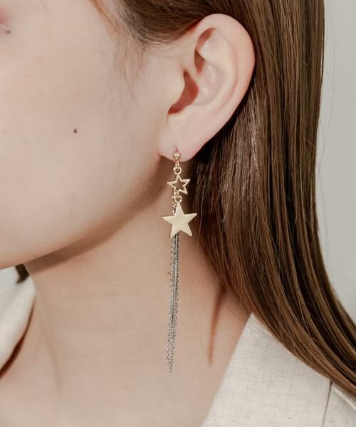 SMELLY / スメリー ピアス・イヤリング | スターチェーンアシメピアス | 詳細2