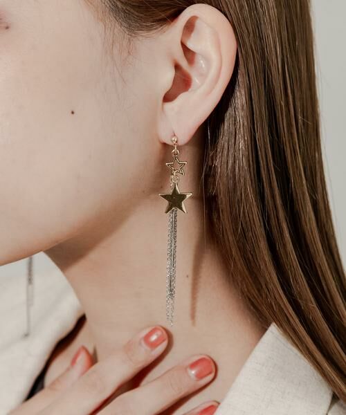 SMELLY / スメリー ピアス・イヤリング | スターチェーンアシメピアス | 詳細3