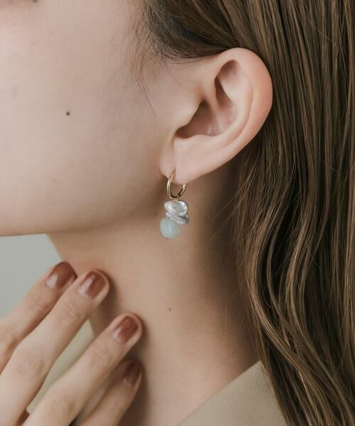 SMELLY / スメリー ピアス・イヤリング | ドロップストーンフープピアス | 詳細5