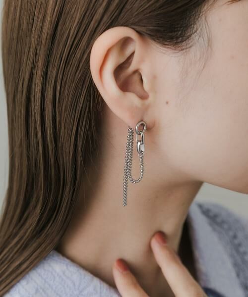 SMELLY / スメリー ピアス・イヤリング | ニュアンスメタルボールチェーンピアス | 詳細3