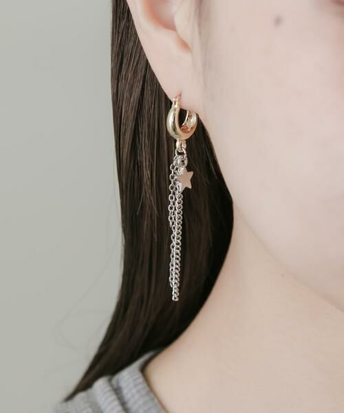SMELLY / スメリー ピアス・イヤリング | スターアシメチェーンフープピアス | 詳細1