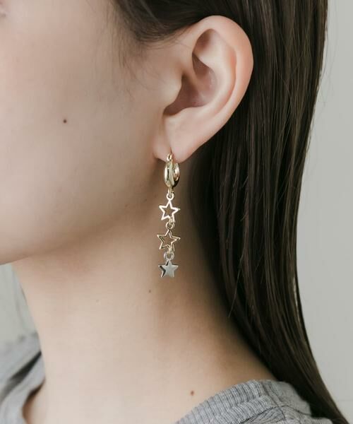 SMELLY / スメリー ピアス・イヤリング | スターアシメチェーンフープピアス | 詳細2