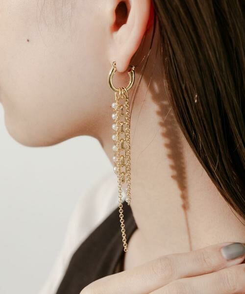 SMELLY / スメリー ピアス・イヤリング | パールチェーンマルチWAYフープピアス | 詳細1