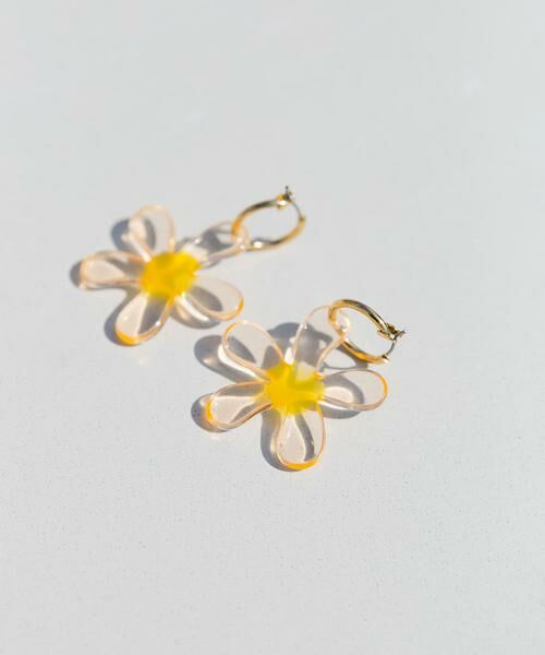 SMELLY / スメリー ピアス・イヤリング | クリアフラワーメタルフープピアス | 詳細1