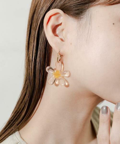 SMELLY / スメリー ピアス・イヤリング | クリアフラワーメタルフープピアス | 詳細5