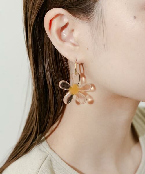SMELLY / スメリー ピアス・イヤリング | クリアフラワーメタルフープピアス | 詳細6