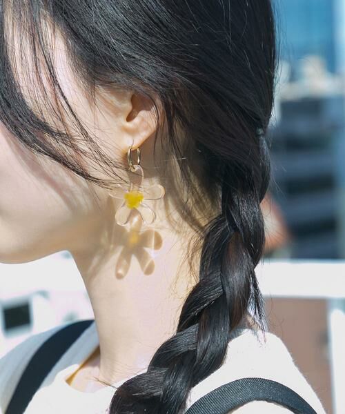 SMELLY / スメリー ピアス・イヤリング | クリアフラワーメタルフープピアス | 詳細8