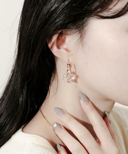 SMELLY / スメリー ピアス・イヤリング | クリアスターフープピアス | 詳細5