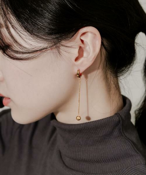 SMELLY / スメリー ピアス・イヤリング | ステンレスボールドロップフープピアス | 詳細1