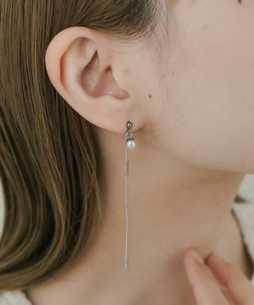 SMELLY / スメリー ピアス・イヤリング | ステンレスパールシンプルチェーンピアス | 詳細2